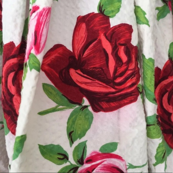 Pink red Rose pattern Betsey Johnson pinup dress sexy runway - Picture 3 of 5